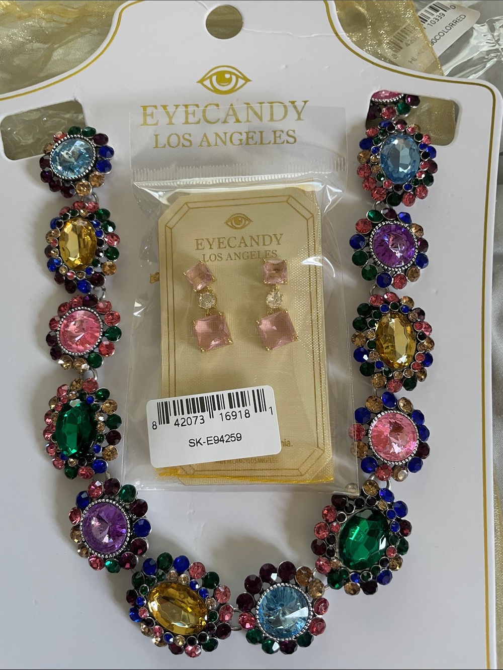 Crystal necklace with matching earrings